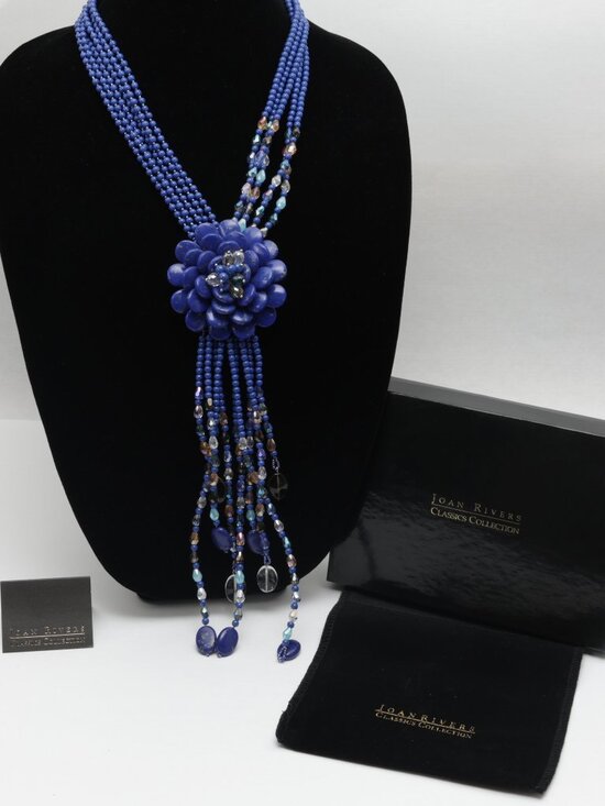 Joan Rivers Jewelry - Joan Rivers Starlet Faux Lapis Blue Flower Necklace Classic Collection New w Box
